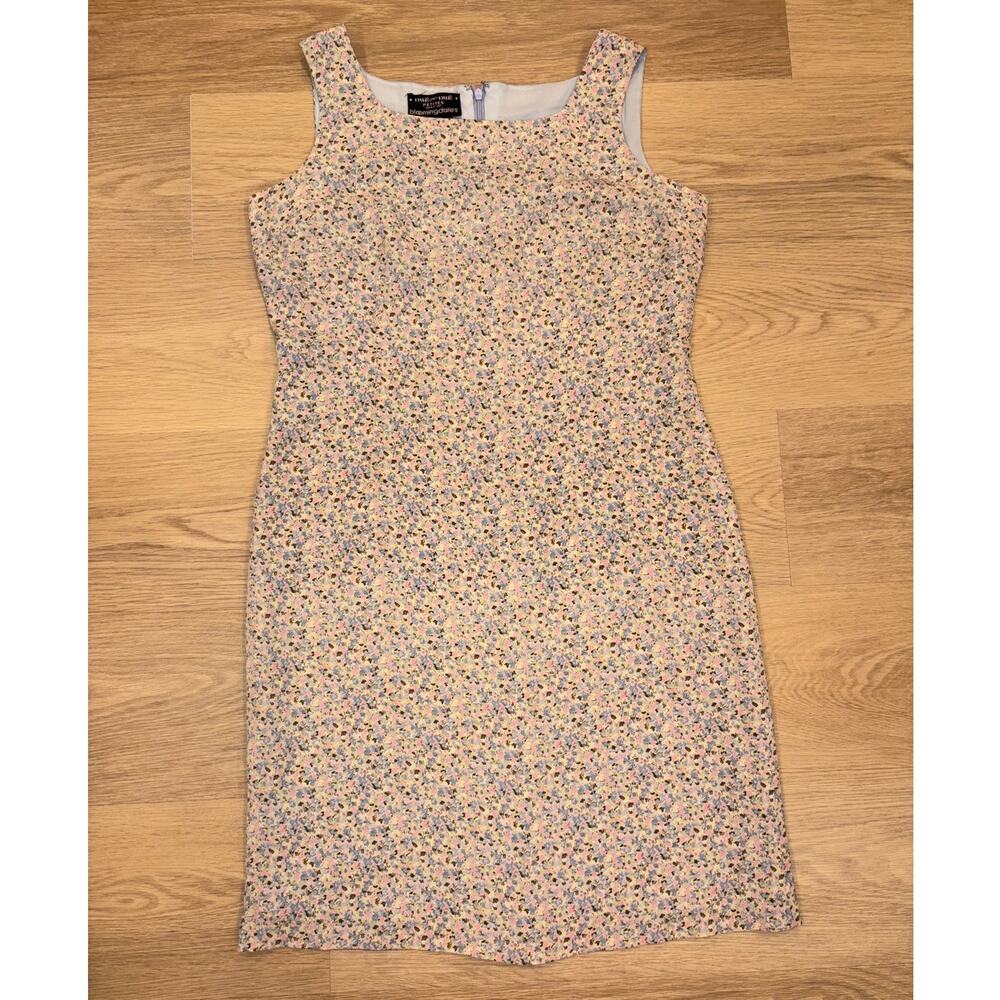 Due Per Due petites vintage small floral 100% silk shift dress womens size 10P